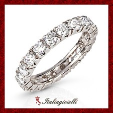 Abbagliante Anello Veretta Brillante in Argento 925 Rodiato Oro Bianco