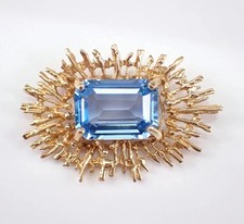 Spilla Topazio Blu 3Ct Taglio