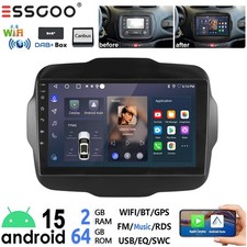Autoradio DAB+ 9" Android 15 Carplay per Jeep Renegade 2014-2024 con GPS WIFI BT