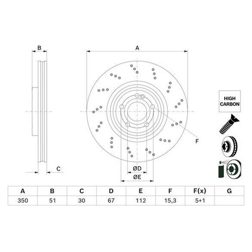 Disco freno ventilato bosch - freno, Ø