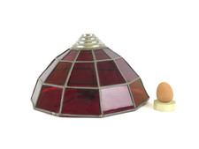 PARALUME DI VETRO ROSSO CON STRUTTURA DI METALLO VINTAGE DA RESTAURARE SR9