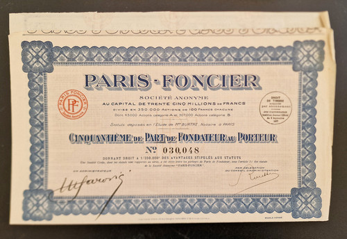 Certificato azionario francese - certificato,