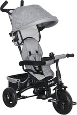 Triciclo per Bambini Con Maniglione 6 in 1, Passeggino per Bambini Con Tettuccio