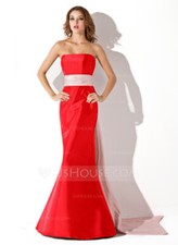 Abito da sera Cerimonia Sirena Capodanno Taffetà Rosso lungo 42-44