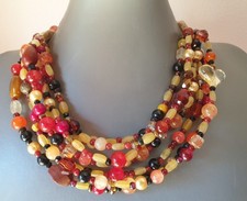 ???COLLANA DONNA PIETRE DURE + BRACCIALI TONO AMBRATO. ETNICA BOHO. ???