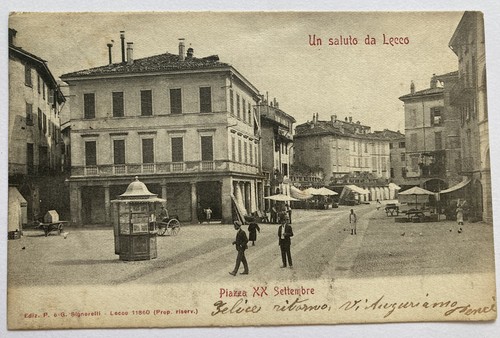 Cartolina lecco piazza xx - cartolina,