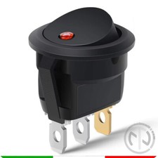 INTERRUTTORE TONDO 12V da pannello con LED ROSSO circolare 23mm