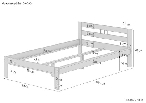 Letto legno pino - legno, di