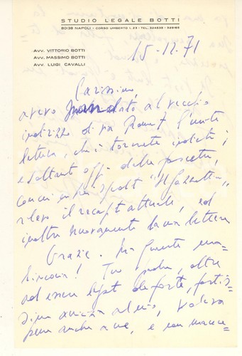 1971 napoli lettera - lettera, avv