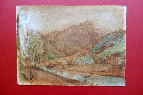 Acquerello originale borgo - borgo, a