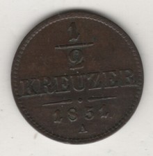 AUSTRIA 1/2 KREUZER 1851 A #ALB