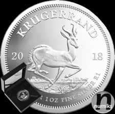 Krugerrand Krugerrand - Sudafrica 2018 - 1 oz argento PP Proof IMBALLO ORIGINALE SCATOLA