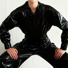 Body in gomma 100% lattice catsuit Zentai jumpsuit cerniera anteriore S-XXL