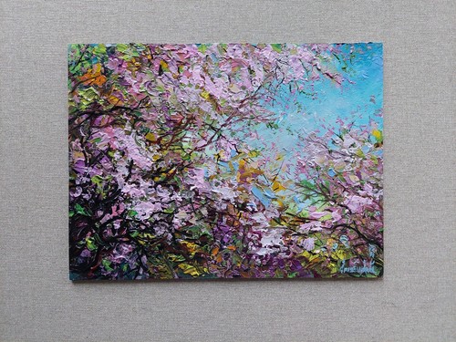 Quadro olio fiorito sakura - olio,