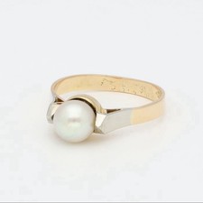 Anello Solitario Perla oro 18 kt