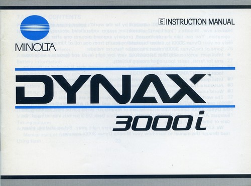 Minolta dynax 3000i manuale - dynax,