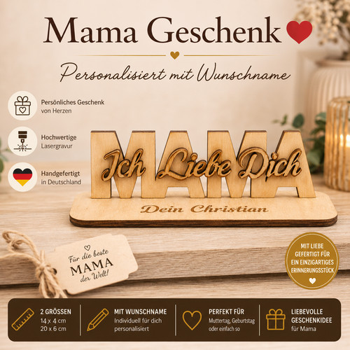 Regalo mamma insegna legno - mamma, in