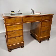 Antica scrivania scrittoio classica tavolo da ufficio epoca 800 piano in  pelle 