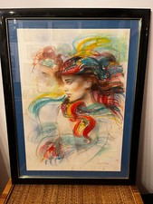 Jovan Vulic (1951) Ritratto di ragazza,tecnica mista su carta, cm 70x50, firmato