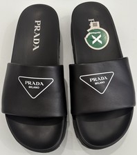 Prada Logo Slide Pelle Nera -