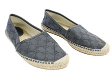 Scarpe Gucci Donna (EU) 38,5 Espadrillas Piatte Slip On Con Stampa Logo Blu Navy