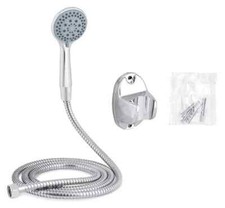 Doccia doccetta soffione 3 funzioni + tubo flessibile 2 mt supporto muro cromato