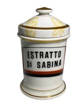 Antico barattolo vaso porcellana farmacia ottocento Ginori Estratto di sabina