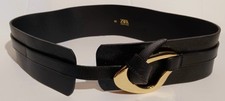 Zara Wide Black Belt Gold Tone