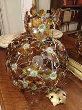 Lampadario a fiori ambra stile