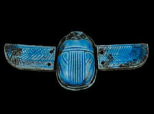 Autentico Amuleto Scarabeo Alato Antico Egizio Faience Pietra Blu Egiziano BC