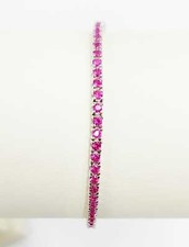 BRACCIALE TENNIS IN ARGENTO CON ZIRCONI ROSSO R 2MM, RODIATO IN ORO BIANCO 18KT 