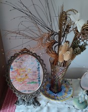 Arte contemporanea, opera unica su specchio vintage: punto di luce, originale.