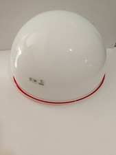 Grossa boccia lampadario Leucos vintage vetro Murano bianca con bordo rosso