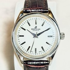 Orologio BREITLING GENEVE vintage carica manuale quadrante bianco cassa acciaio 34mm raro