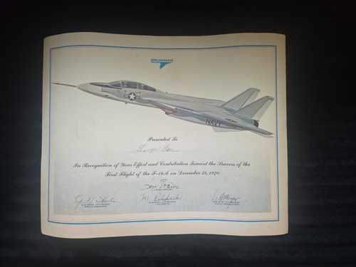 F14 tomcat maiden flight award - tomcat,