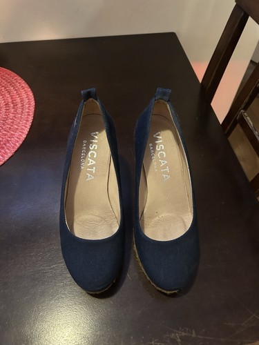 Zeppe espadrillas tela blu - tela,