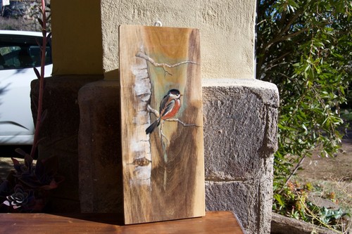Quadro con pettirosso - , e