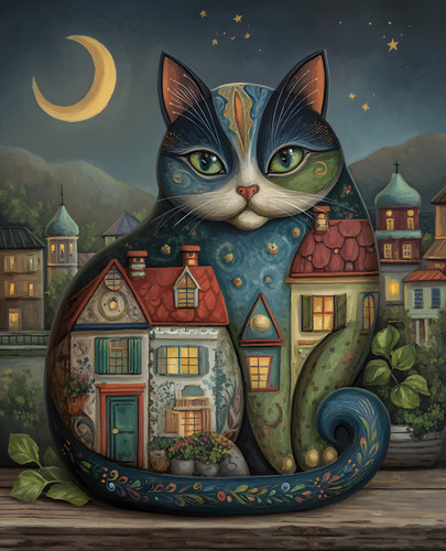 Gatto arte popolare occhi
