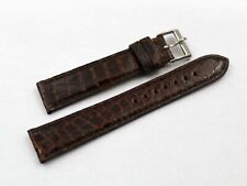 Cinturino Vera Pelle Coccodrillo Marrone Lucido 18/16mm Accessori Orologi Nuovo