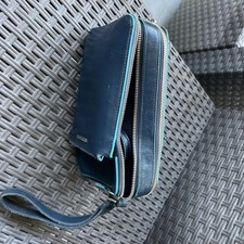 Pochette Da Polso Piquadro Nera Con Inserti Blu