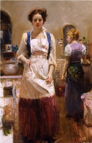 Dipinto olio bella - , giovane