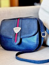 Borsetta Gucci Vintage Leather Handbag Blue Navy. Tre scomparti. Ottima