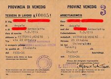 1944 Repubblica Sociale Italiana RSI Venezia Provincia Venedig tessera di lavoro