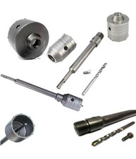 Fresa Carotatrice A Tazza Per Muro Da 30mm A 130mm + Asta Da 35 Cm Sds Plus