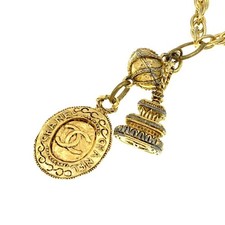 Collana catena lunga originale Chanel Coco Mark ciondolo oro ciondolo gioiell...