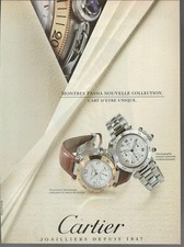 CARTIER PASHA L'ART D'ETRE UNIQUE  Pubblicità 1 pagina 1990 originale OROLOGIO 