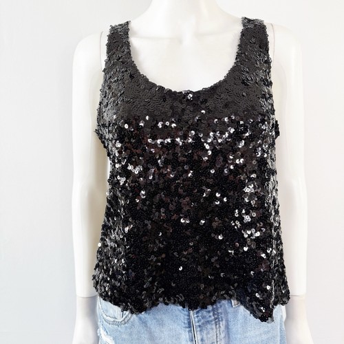 Canotta zara nera - canotta, paillettes