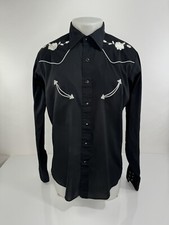 WRANGLER - Camicia uomo L western vintage GAUCHO ricamata fiore AGO SINGOLO