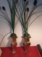 Portafiori Da Parete In Ottone Dorato Coppia H23x9cm