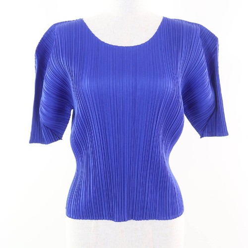 Top girocollo plissettato - , blu
